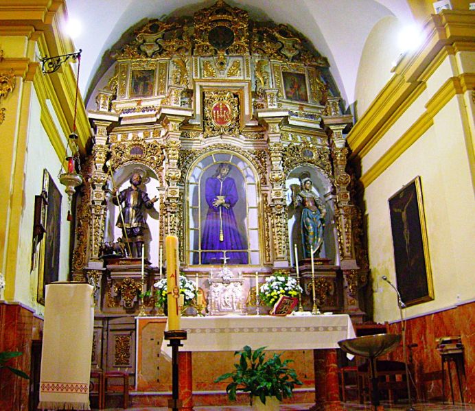 Archivo:Ermita de S. Isidro, Granada, España, obra del Reino de Granada III (1492-1833). Retablo mayor de estilo Barroco Granadino..jpg