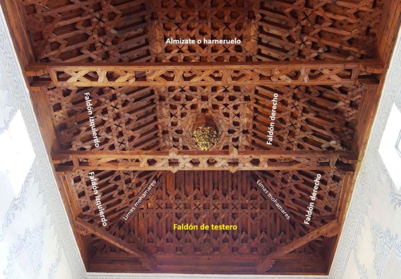 Archivo:Faldones laterales y faldón de testero. Carpintería de lo Blanco. Estilo Mudéjar Granadino. Obra del Reino de Granada III o Cristiano..jpg