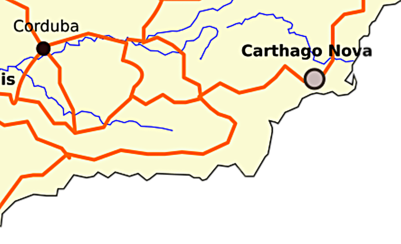 Archivo:Principales vías romanas de la Actual Región de Granada. Comunicaban las actuales Alpujarra, Almería, Granada, Jaén y Málaga con Murcia, Córdoba....png