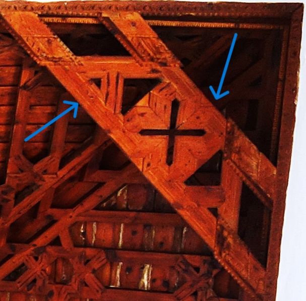 Archivo:Almócita, Alpujarra, Almería, Región de Granada o Andalucía Oriental. Iglesia parroquial, obra del Reino de Granada III o Cristiano. Armadura de la capilla mayor. Cuadral pareado o doble..jpg