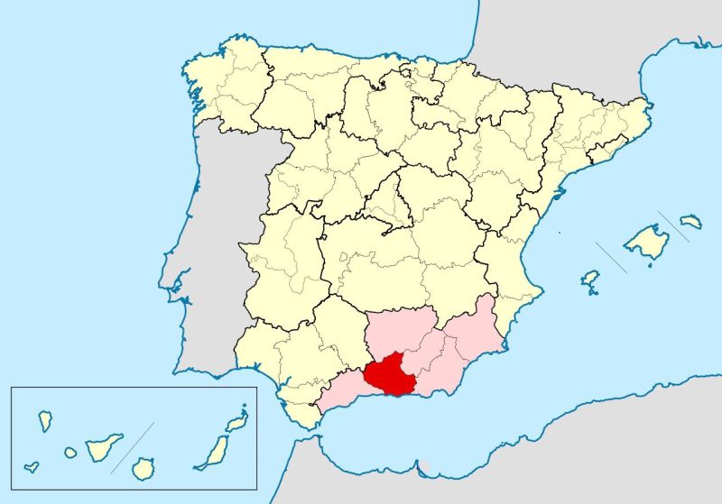 Archivo:División eclesiástica de España con la Archidiócesis de Granada y sus diócesis sufragáneas..jpg